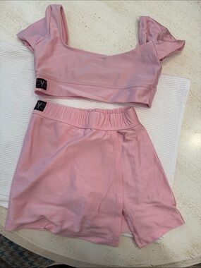 Kids Pink Athletic Skort with Matching Top - Kandi Kouture